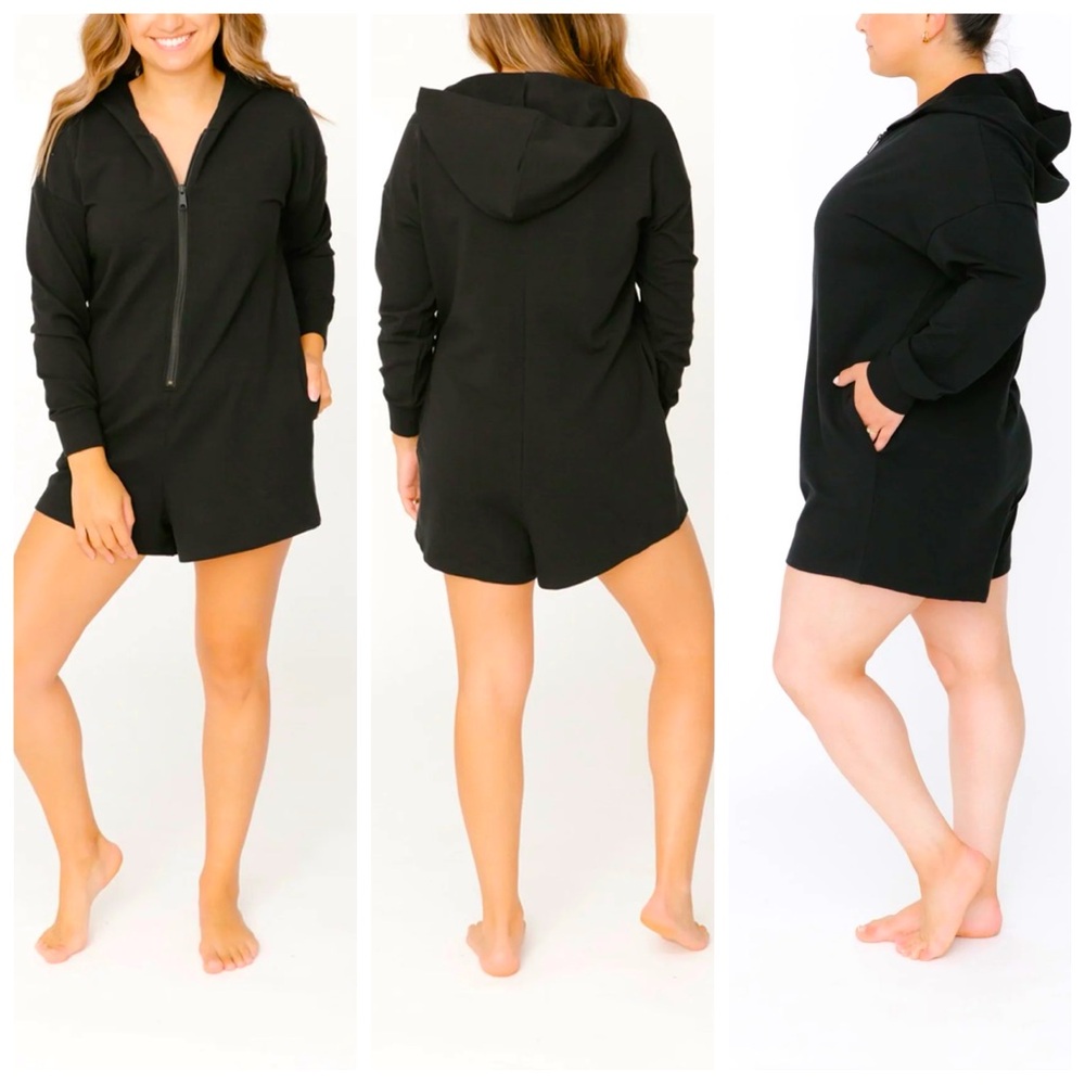Large | Smash+Tess: The Malibu Shorty Romper | Midnight Black